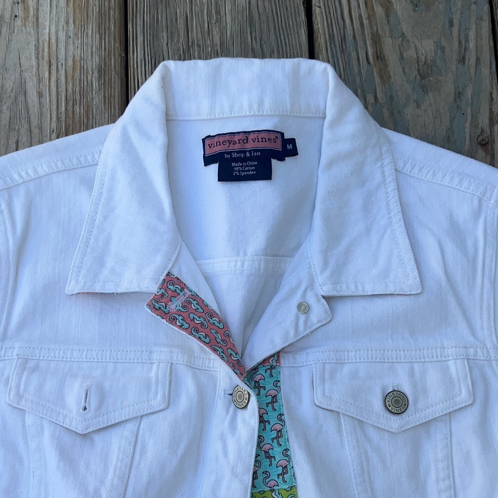 Vineyard vines medium women White Denim Jacket with Colorful Accents - Picture 4 of 6